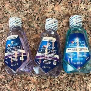 Set of 3 travel size Crest Pro-Health Mouthwash bottles